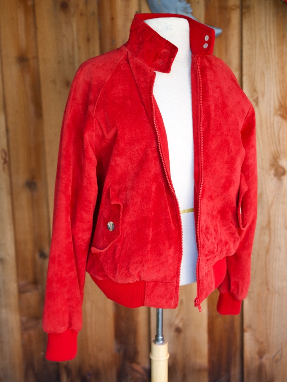 Vintage Authentic Imports 100% Leather Fire Red Bomber Jacket Unisex S